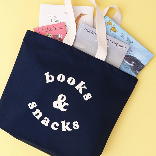 Books & Snacks Large Canvas Tote Bag