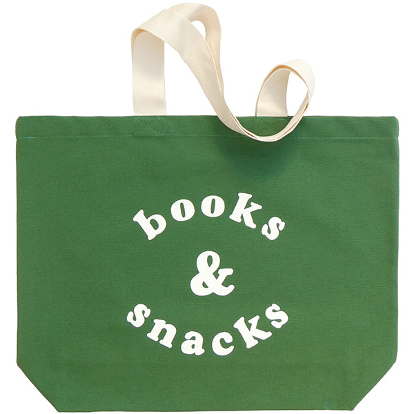 Books & Snacks Large Canvas Tote Bag