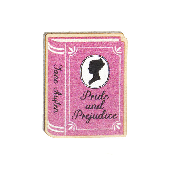 Pride and Prejudice Wooden Brooch