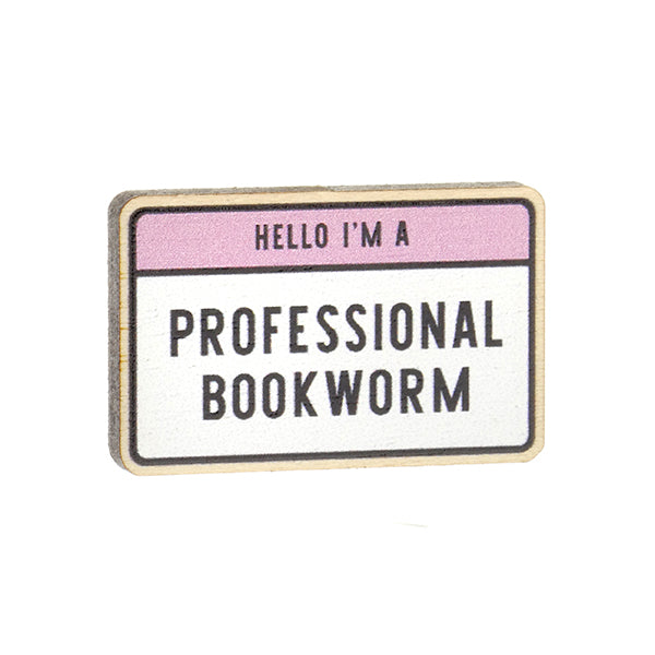 Professional Bookworm Wooden Brooch