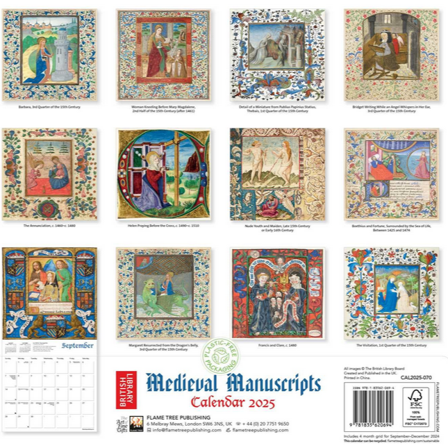 British Library Illuminated Manuscripts Wall Calendar 2025