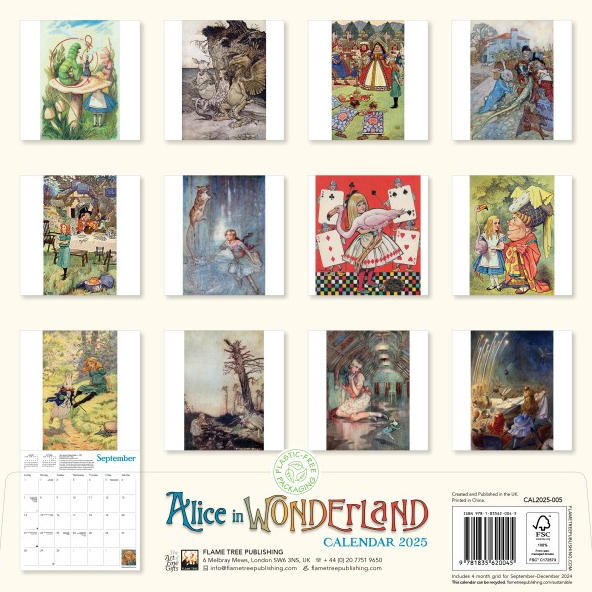 Alice in Wonderland 2025 Wall Calendar