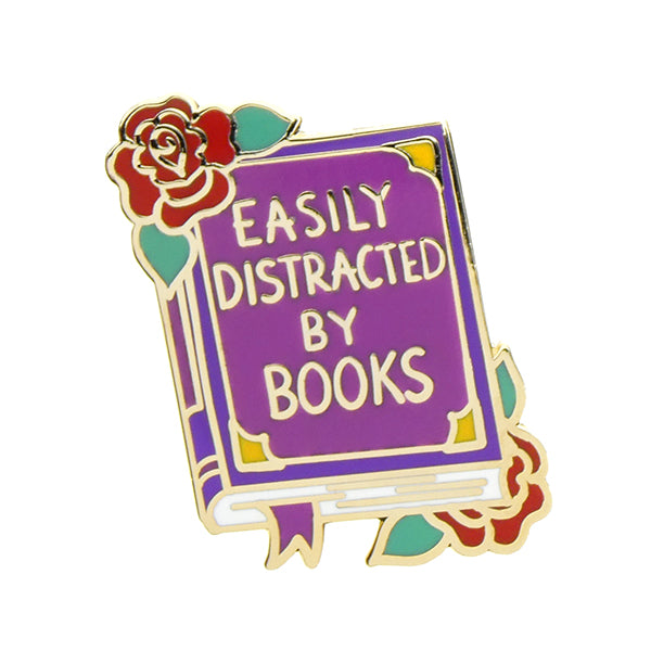 Easily Distracted By Books Enamel Pin