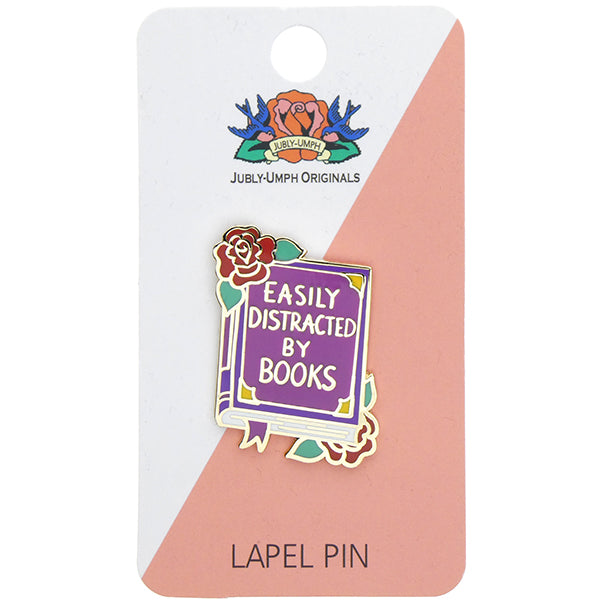 Easily Distracted By Books Enamel Pin