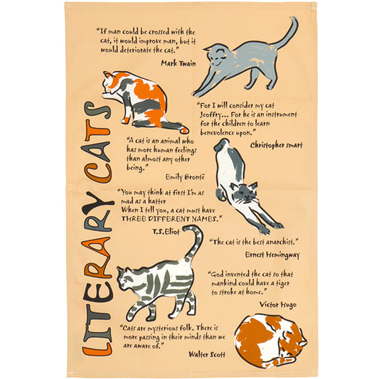 Literary Cats Tea Towel