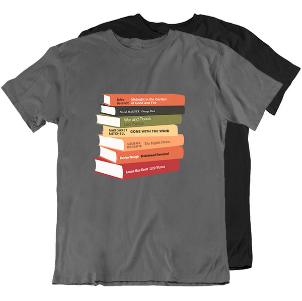 Personalised Bookshelf T-shirt - Grey/Black - The Literary Gift Company